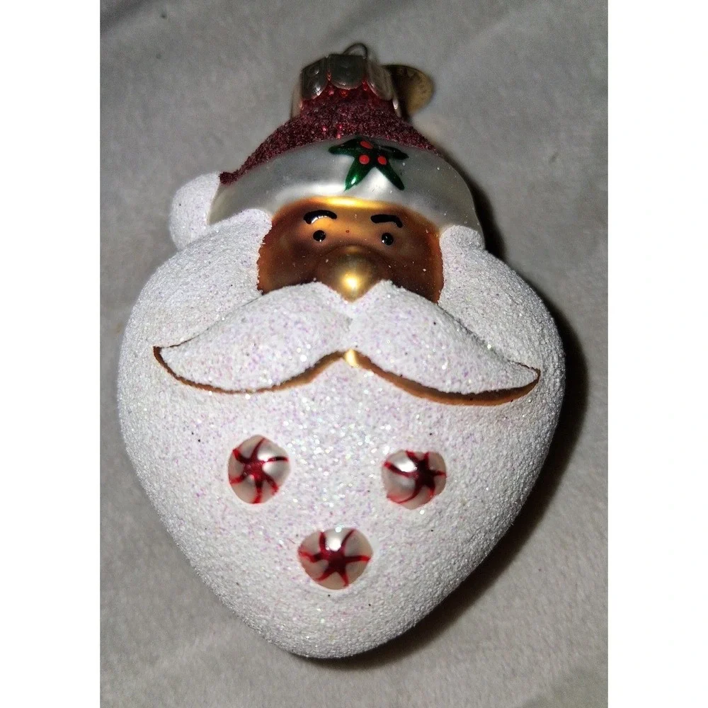 Celebrations by Radko Gingerbread Santa Peppermint Candy Glass Ornament Poland